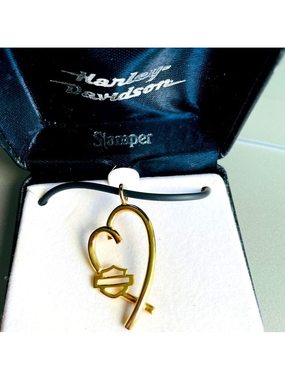 10KT YELLOW GOLD HARLEY DAVIDSON HEART PENDANT ROPE NECKLACE BLACK HILLS…
